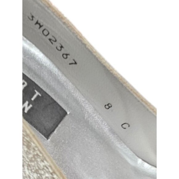 Stuart Weitzman Shimmer Champagne Womens 3" Heels -Size 8C Satin High Heels - Picture 5 of 14